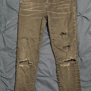 American Eagle Outfitters Black Distressed Skinny Jeans